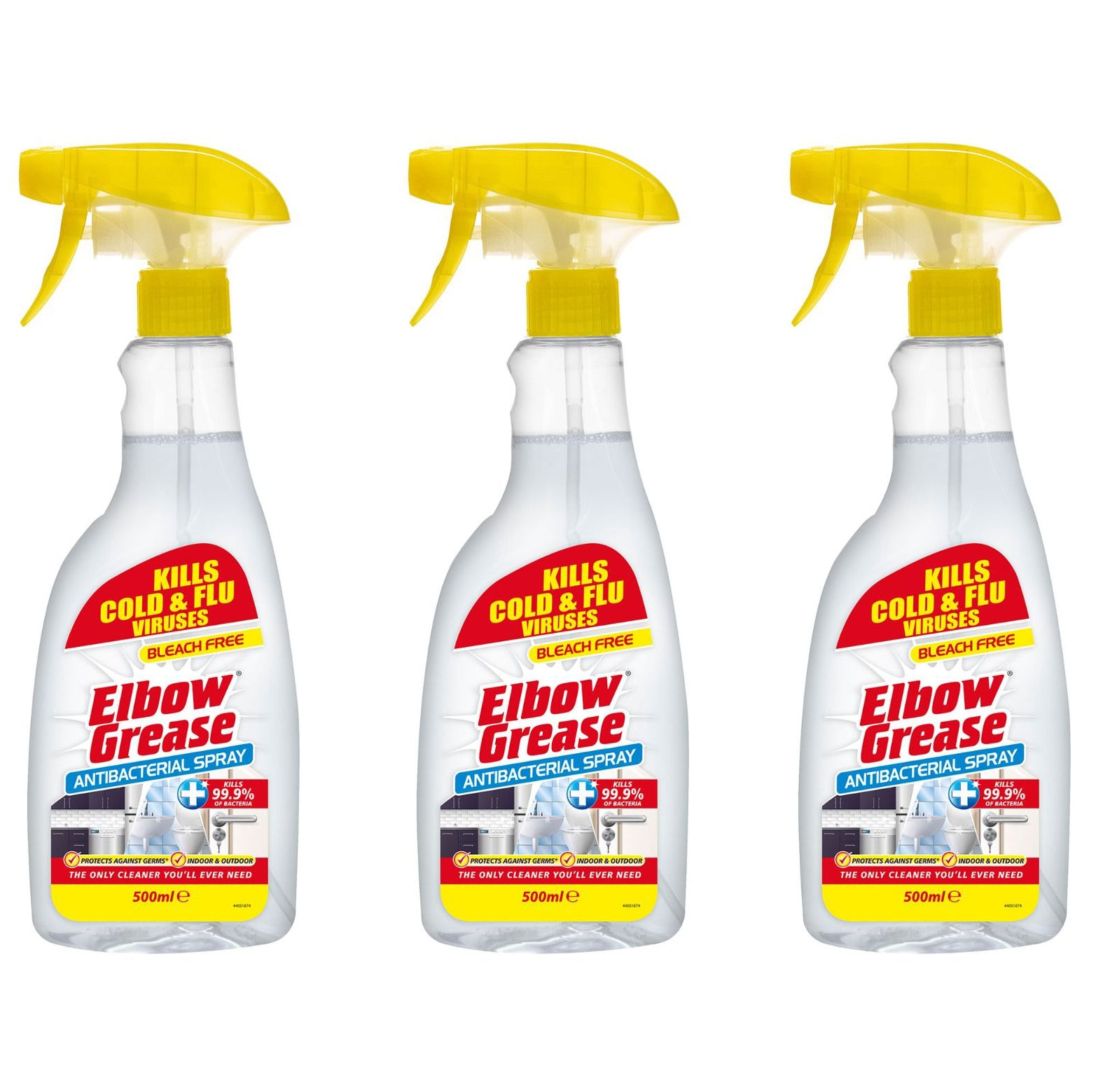 3x Elbow Grease Anti-Bacterial Spray Hygiene Clean Disinfect Germs Kitchen 500ml 3x Elbow Grease Anti-Bacterial Spray Hygiene Clean Disinfect Germs Kitchen 500ml
